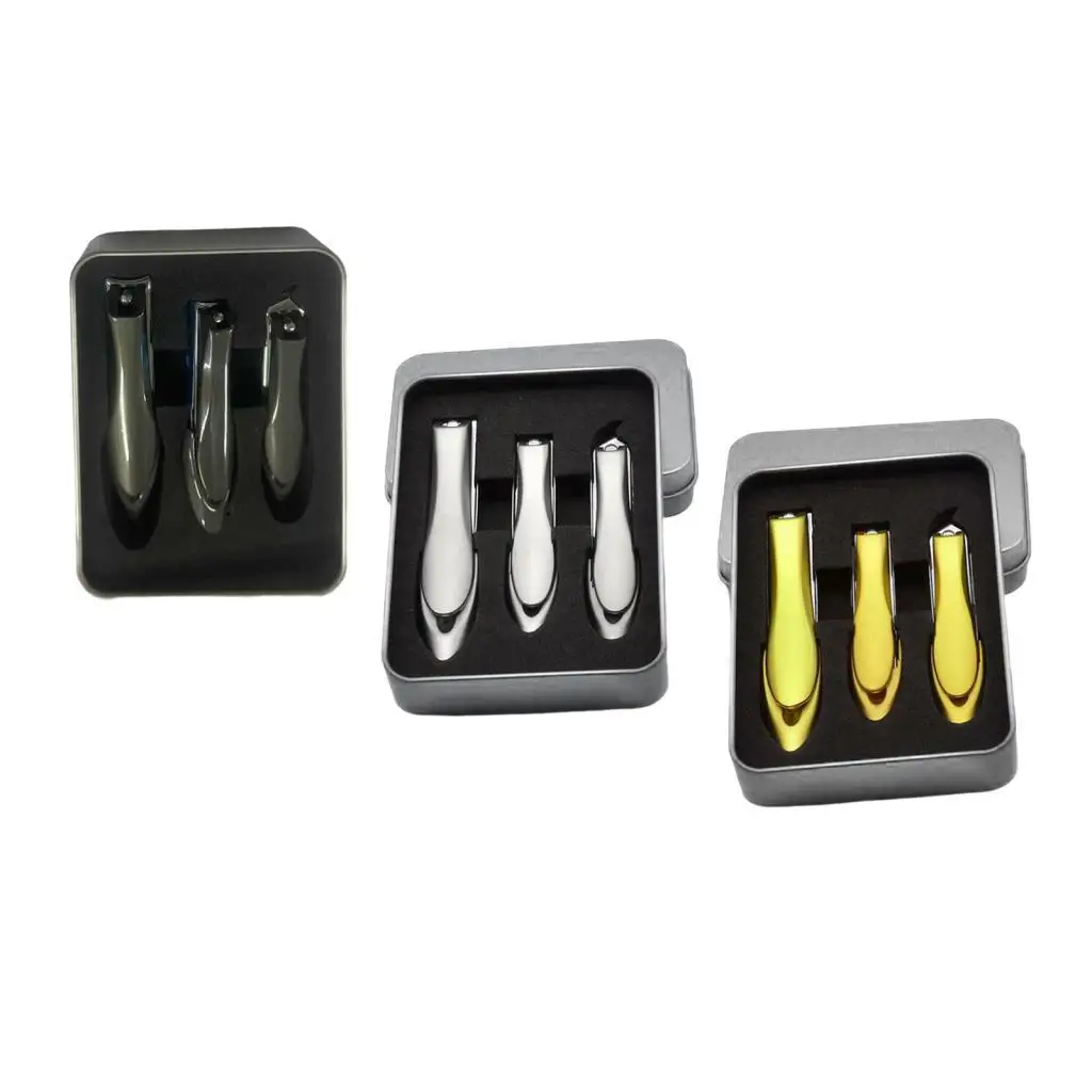 3x 爪切りアンチスプラッシュポータブルメタルボックス付き防水便利な足の爪