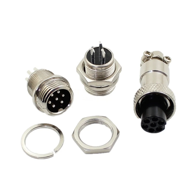 GX12 موصل ذكر من خلال الجدار 2-7 نواة، موصل ذكر مثبت على الحائط مع صامولة وحشية #2