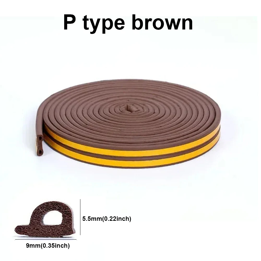 5 m/10 m Deur Afdichting Strip Diep zelfklevende Draft Stopper Tape Venster Weerstrippen Isolatie geluid Rubber Afdichting Strip
