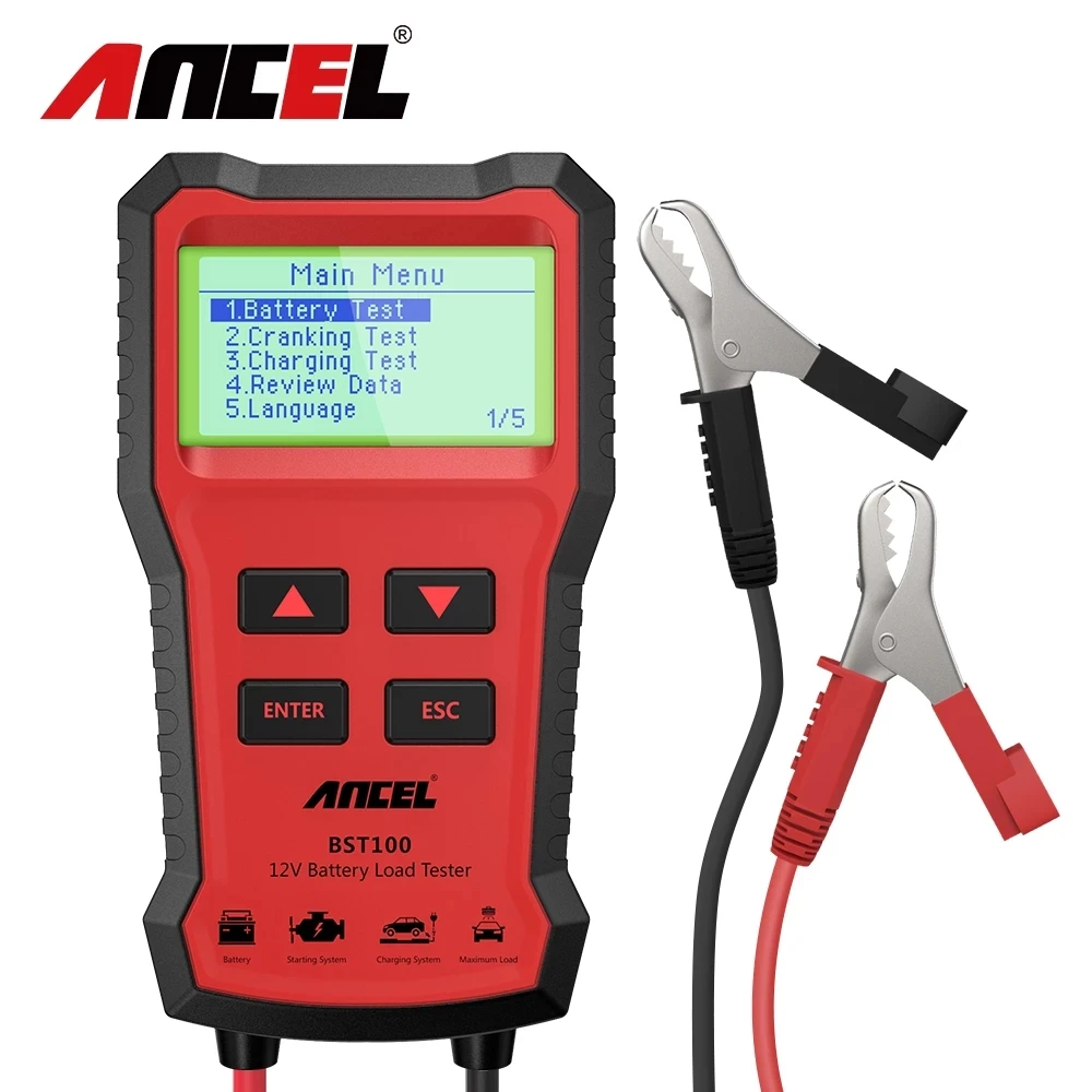 ANCEL BST100 12V Battery Tester Car Battery Analyzer Cranking Charging Circuit Test 220Ah 2000CCA Multilingual Battery Test Tool