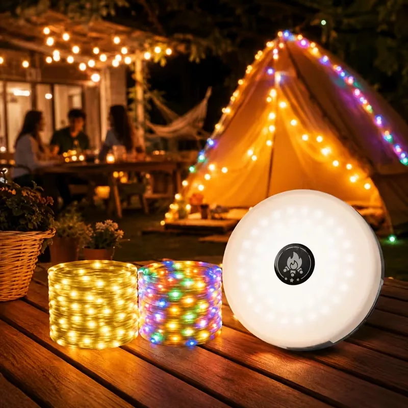 Camping Light String, 2in1 Outdoor Portable Foldable Light String, USB Charging Camping Light, Charging Light String for Outside