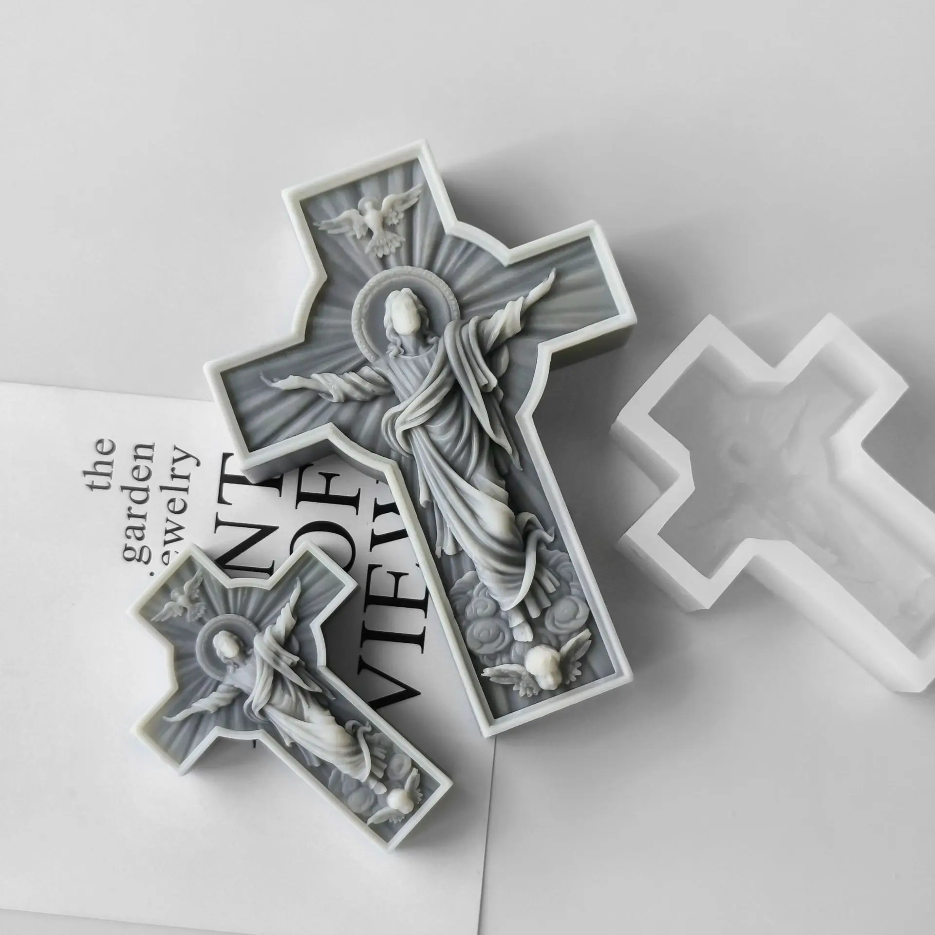 Jezus Krzyż Aroma Świeca Silikonowa Forma Jezus Portrety Halloween Krzyż Formy Gipsowe — zdjęcie 7