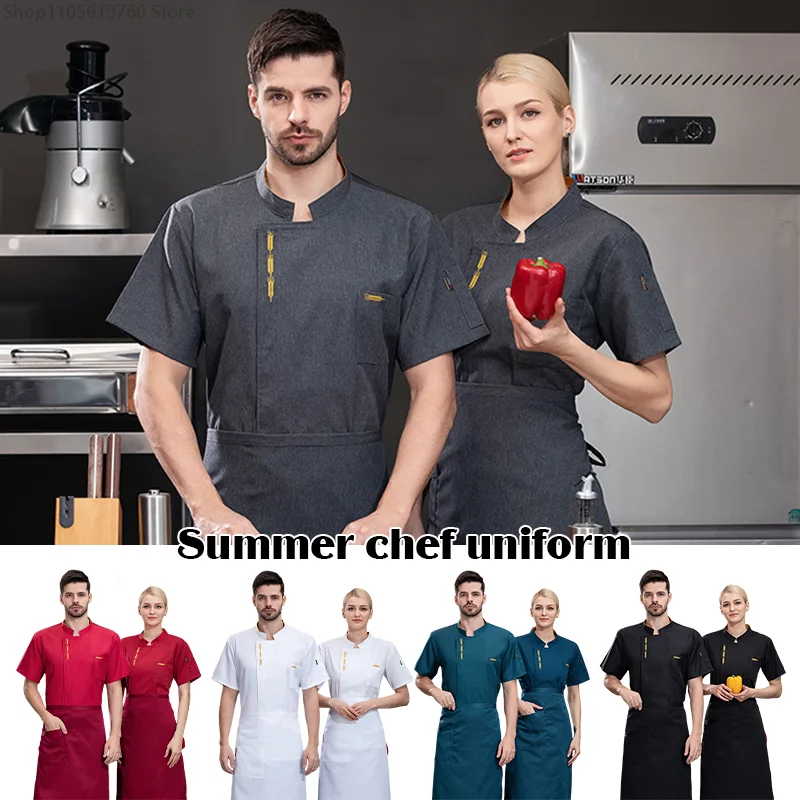 Summer Breathable Chef Coat For Men Women Restaurant Kitchen Baking Catering Work Uniform Food Service Stage Cosplay Work Outfit