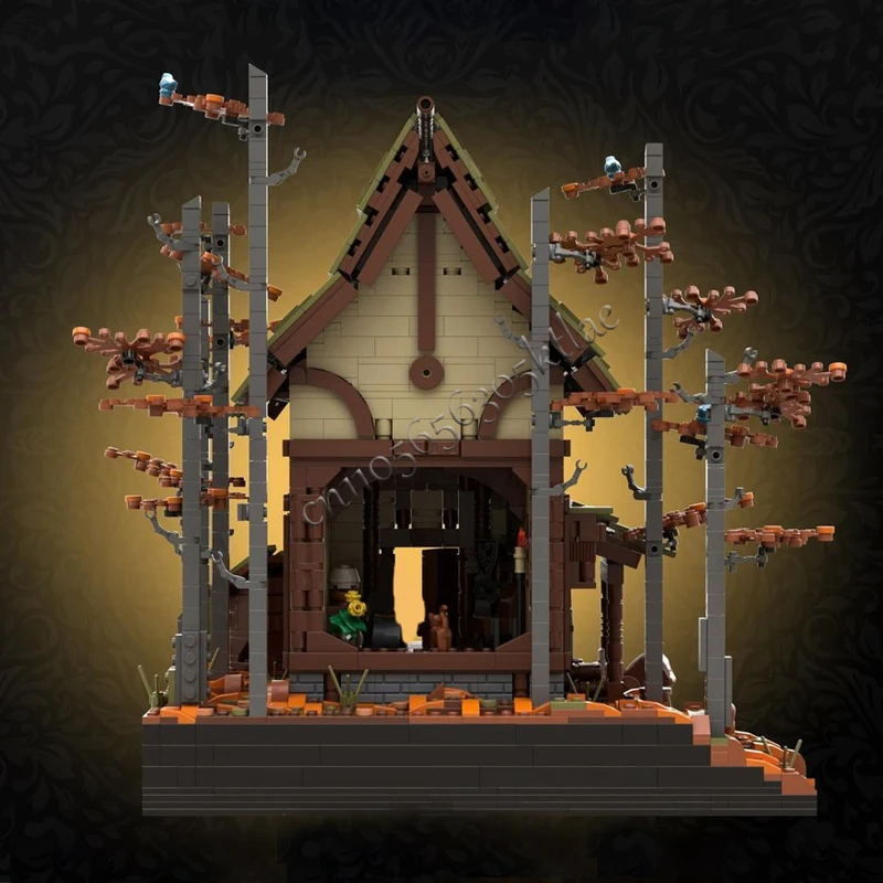 3318 Elementów MOC Średniowieczny Drewniany Dom Diorama Wykwintne Klocki Model Puzzle dla Dzieci Zabawki do Składania Prezent na Festiwal