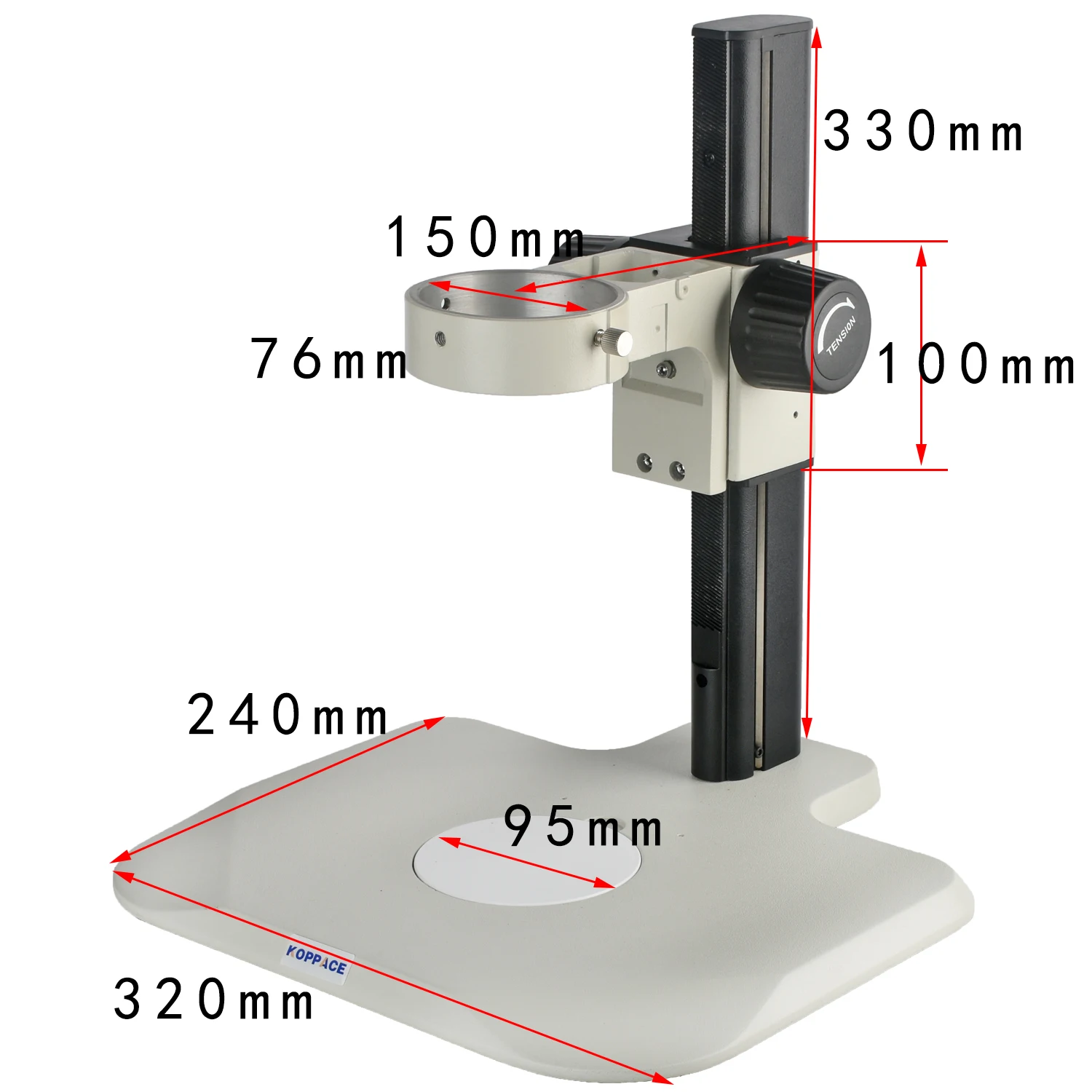 KOPPACE Microscope Bracket lens Diameter 76mm Microscope Focusing Bracket 200mm Working Stroke