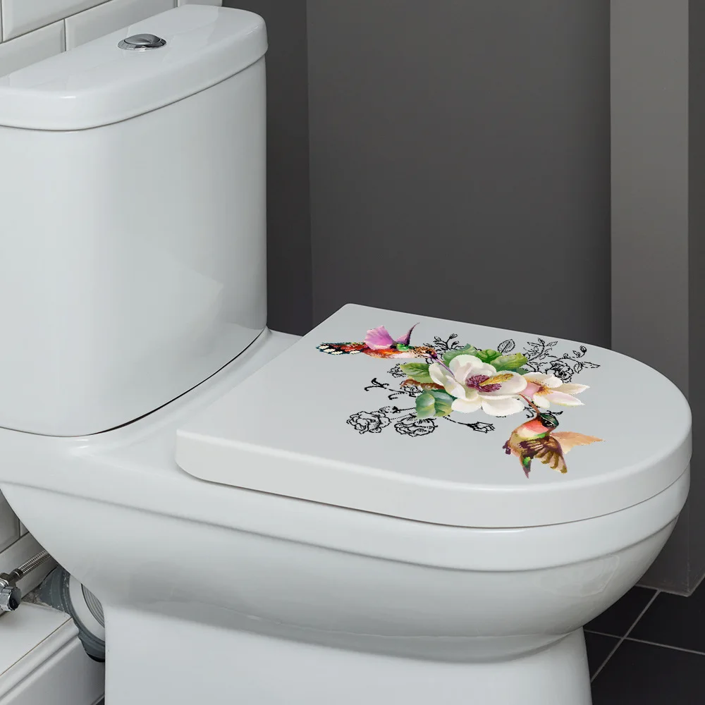 M539 Blumen vogel Toiletten aufkleber Badezimmer Toiletten abdeckung Aufkleber Wanda uf kleber wc für Haupt dekoration – Detail 3