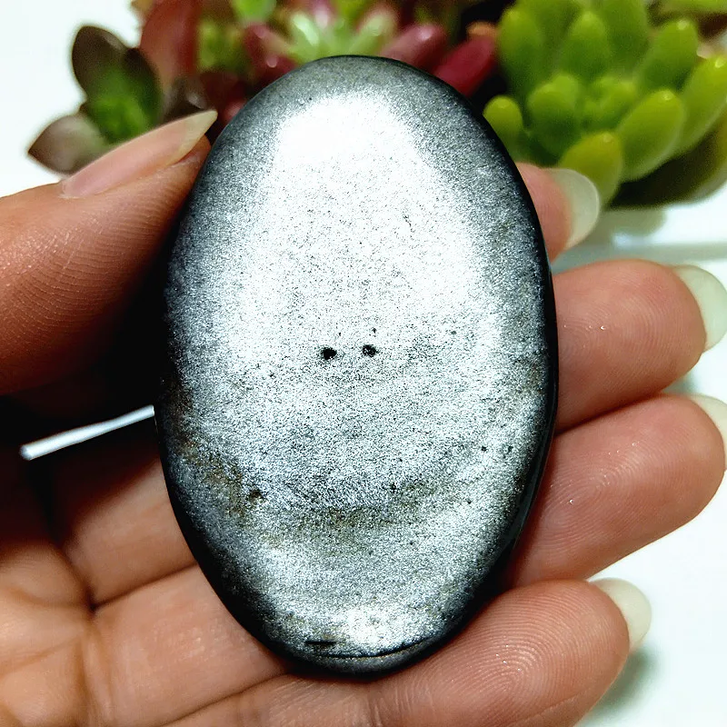 Natural Stones Will Glow Silver Light Obsidian Palm Avoid Evil Spirits Spiritual Healing Feng Shui Crystal Room Ornaments