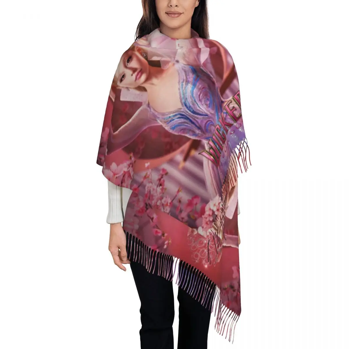Wicked For Good Glinda Scarf for Womens Winter Warm Cashmere Shawl Wrap Movie Long Shawl Scarf Daily Wear