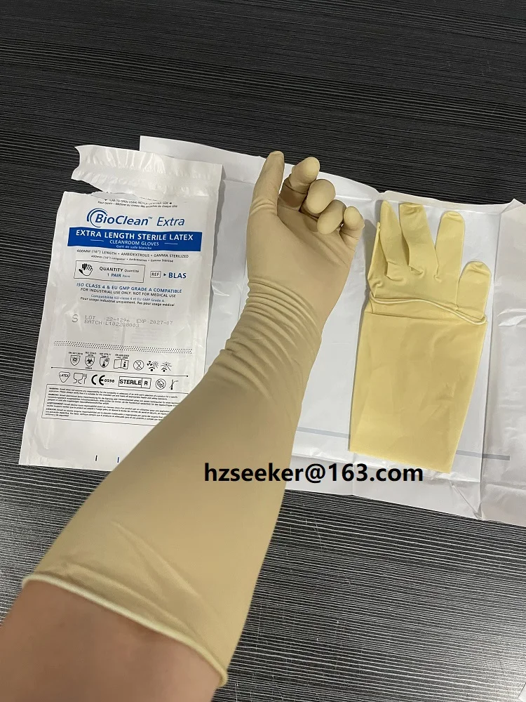 Ansell Bioclean Extra Blas (1Pair)Disposable Latex Cleanroom  Glove ISO Class 4 & EU GMP Grade A/B  Length 400mm or 16 inch