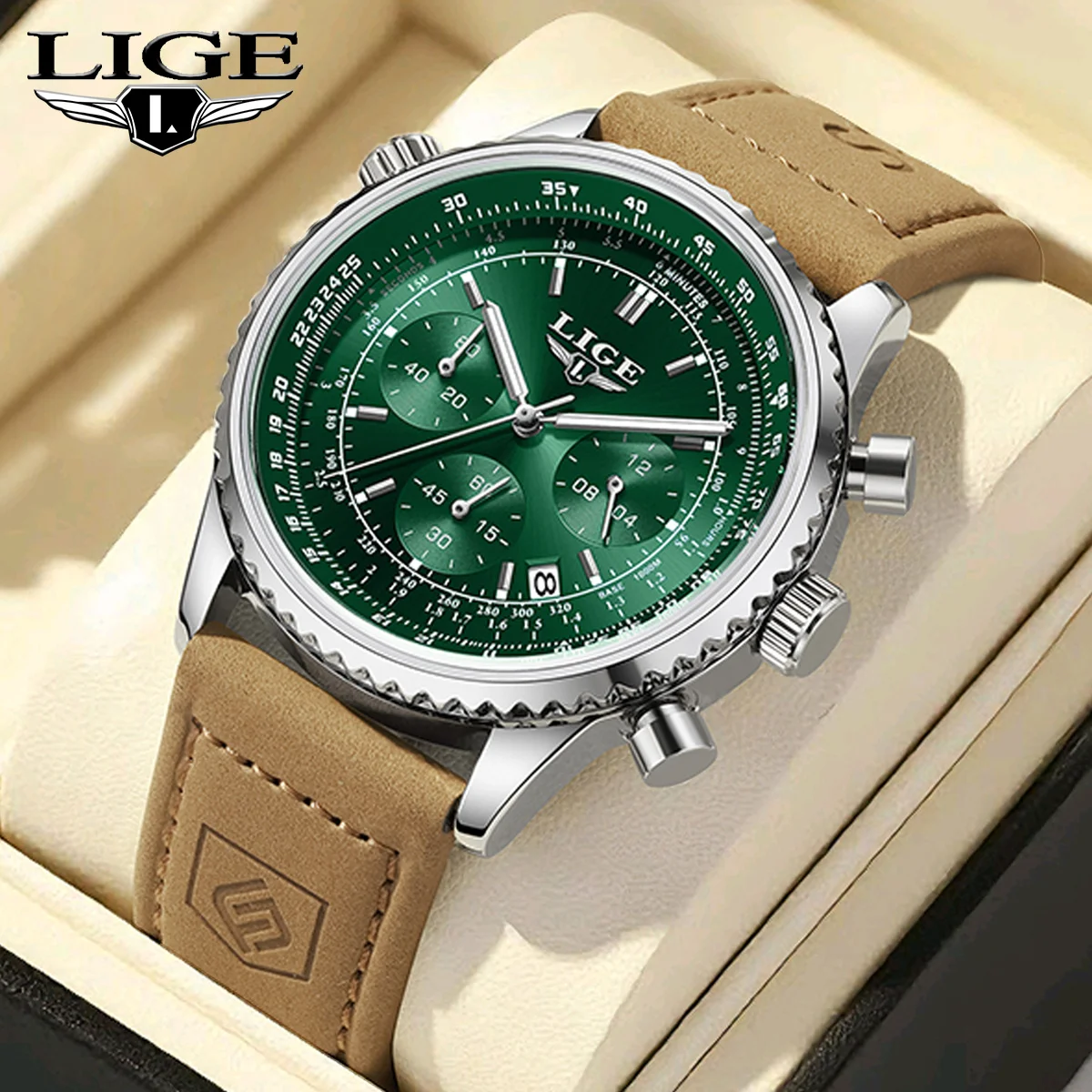 

LIGE лучший бренд мужские роскошные часы модные кожаные водонепроницаемые мужские наручные часы бизнес-хронограф дата кварцевые часы для мужчин