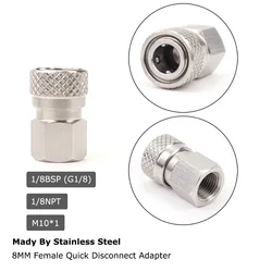 Adattatore di riempimento/ricarica rapido a sgancio rapido in acciaio inossidabile adattatore di ricarica filettatura femmina 1/8NPT 1/8BSP M10