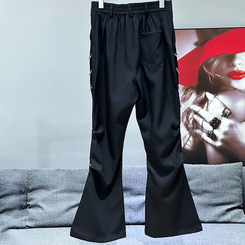 PFHQ Fashion Versatile Male Pants Chic Metal Ring Decorative Design Outdoor Loose Men's Elastic Waist Trousers Summer 21Z4989