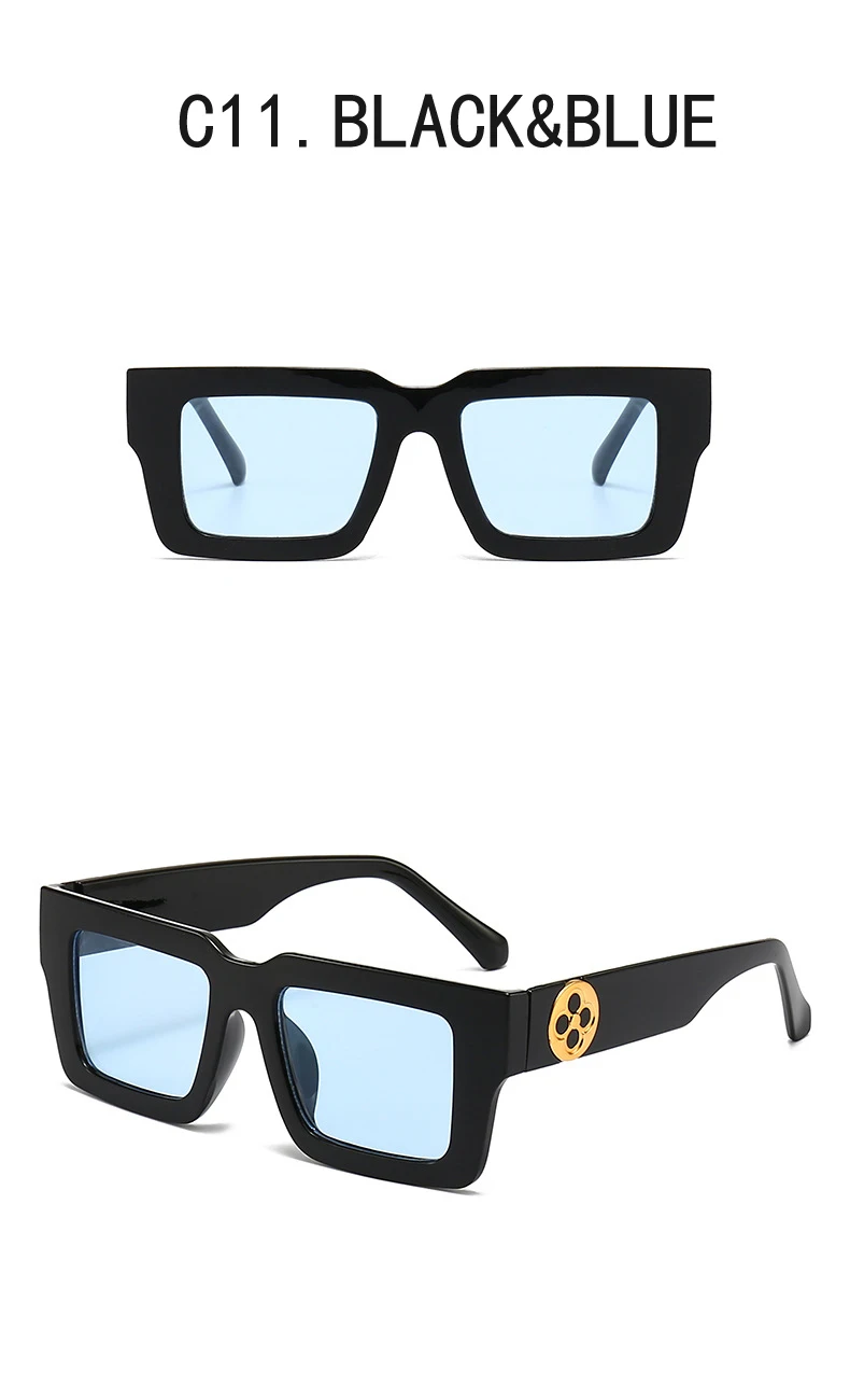 Neue Retro Quadrat Sonnenbrille Für Frauen Männer Blume Dekoration Mode Damen Sonnenbrille Ins Heißer Schattierung Brillen UV400 – Detail 7