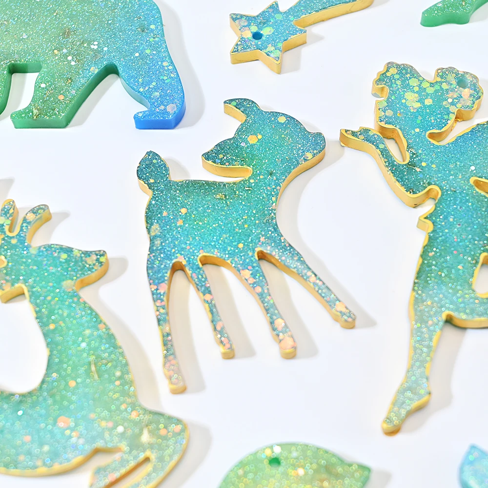 S0159 Elk Polar Bear Lamb Horse Resin Pendants Ornaments Mould Animals Keychain Jewelry Making Moule En Silicone Pour Resine view 5