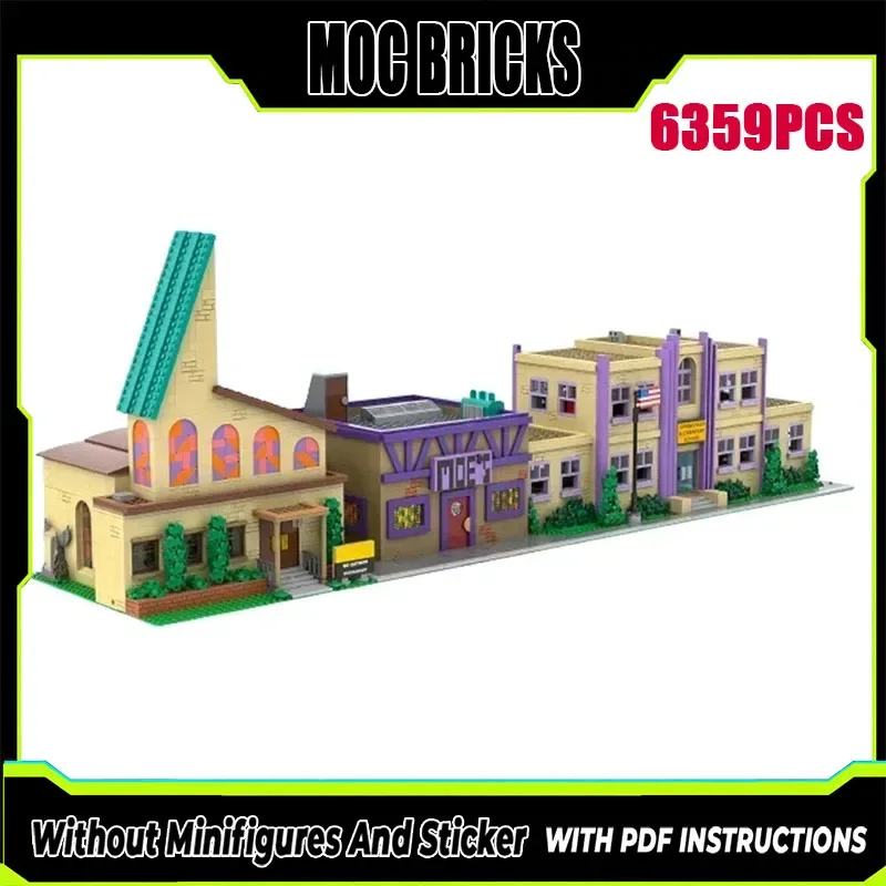 Moc 빌딩 벽돌 스프링 필드 건축 모델 기술 모듈 형 블록 도시 스트리트 뷰 장난감 DIY 세트 조립 크리스마스 선물