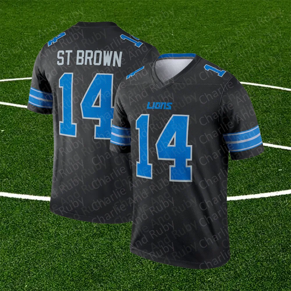 Jersey No.14/26/97 Amon-Ra St. Brown Jahmyr Gibbs Aidan Hutchinson Detroit Lions Legend Jersey Trend Fashion Clothing Top