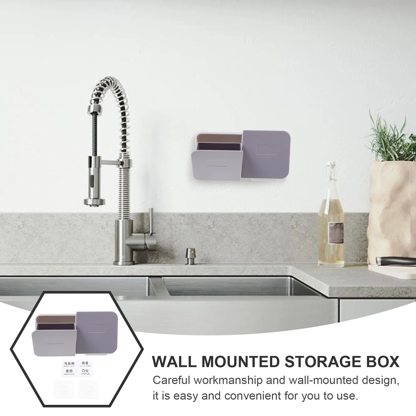 

Wall Mount Cotton Pad Box Lightweight Waterproof Makeup Organizer Storage Case For Bathroom Hotel Use Adhesive Holder Swabs