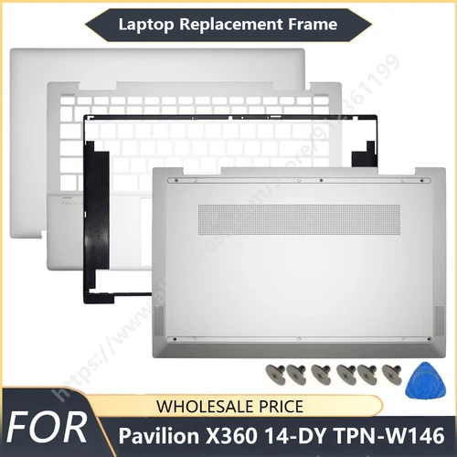 Imagen 1 del producto Nuevo para Pavilion X360 14-DY TPN-W146 cubierta trasera LCD para portátil bisel frontal cubierta inferior con reposamanos marcos para portátiles M45000-001