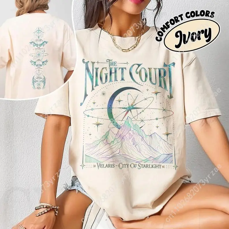 เสื้อยืด The Night Court Acotar 2 ลาย Retro Wash สำหรับผู้ชายและผู้หญิง คุณภาพสูง สไตล์วินเทจ ผ้าฝ้าย แขนสั้น เนื้อผ้านุ่ม ระบายอากาศได้ดี