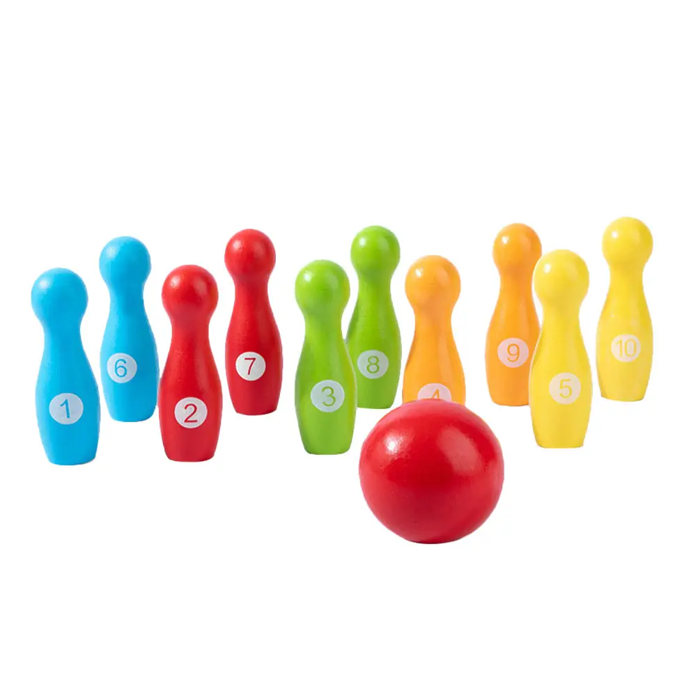 

Wooden Bowling Toys Kids Educational Assorted Color Supplies Number Recognition Perfect Gift Child Physical Training Toy