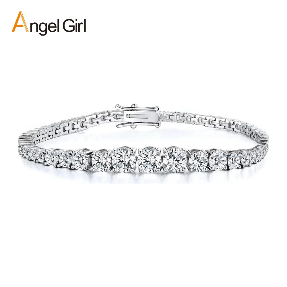 Sweet love surprise outfits Gradient Size Tennis Bracelet for women with layered moissanite on polished PT950 platinum strips