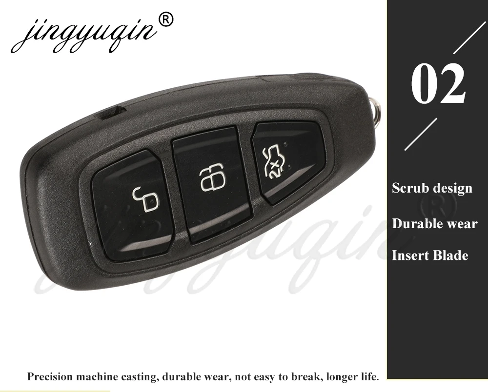 jingyuqin Car Remote Key For Ford Focus Fiesta C-Max Mondeo Ecosport Galaxy Kuga Smart Keyless 2/3Button 4D63 433MHz KR55WK48801