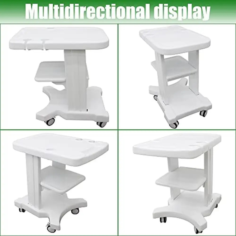 3-Layer Mobile Ultrasound Trolley Cart with Brake Wheels Medical Equipment Transport