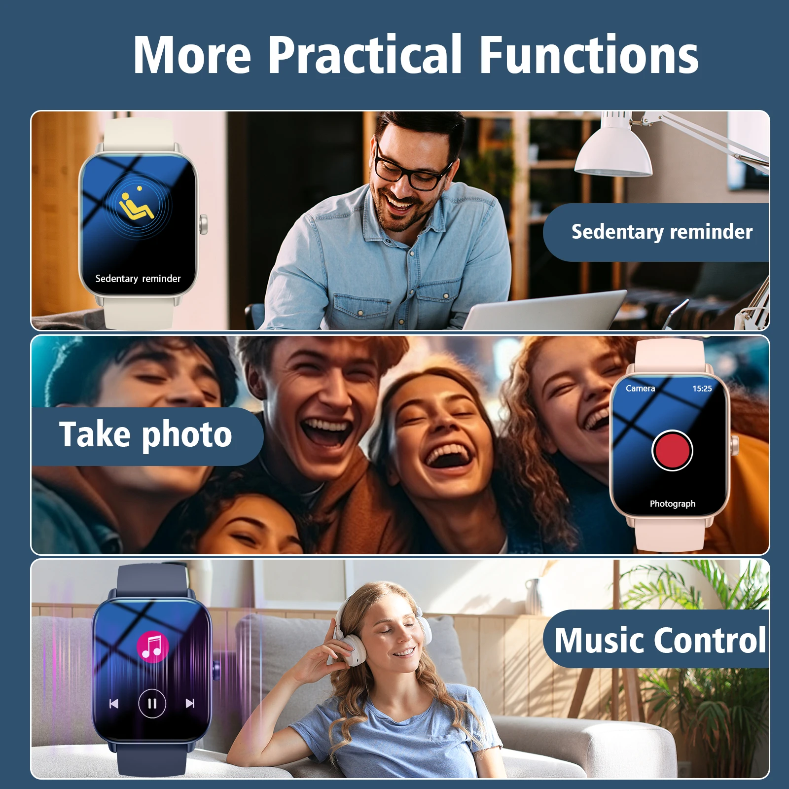 Smartwatch, Bluetooth Calling, Multiple Sports Modes, Alexa Voice Assistant, Message Reminders, Compatible with IPhone/Android