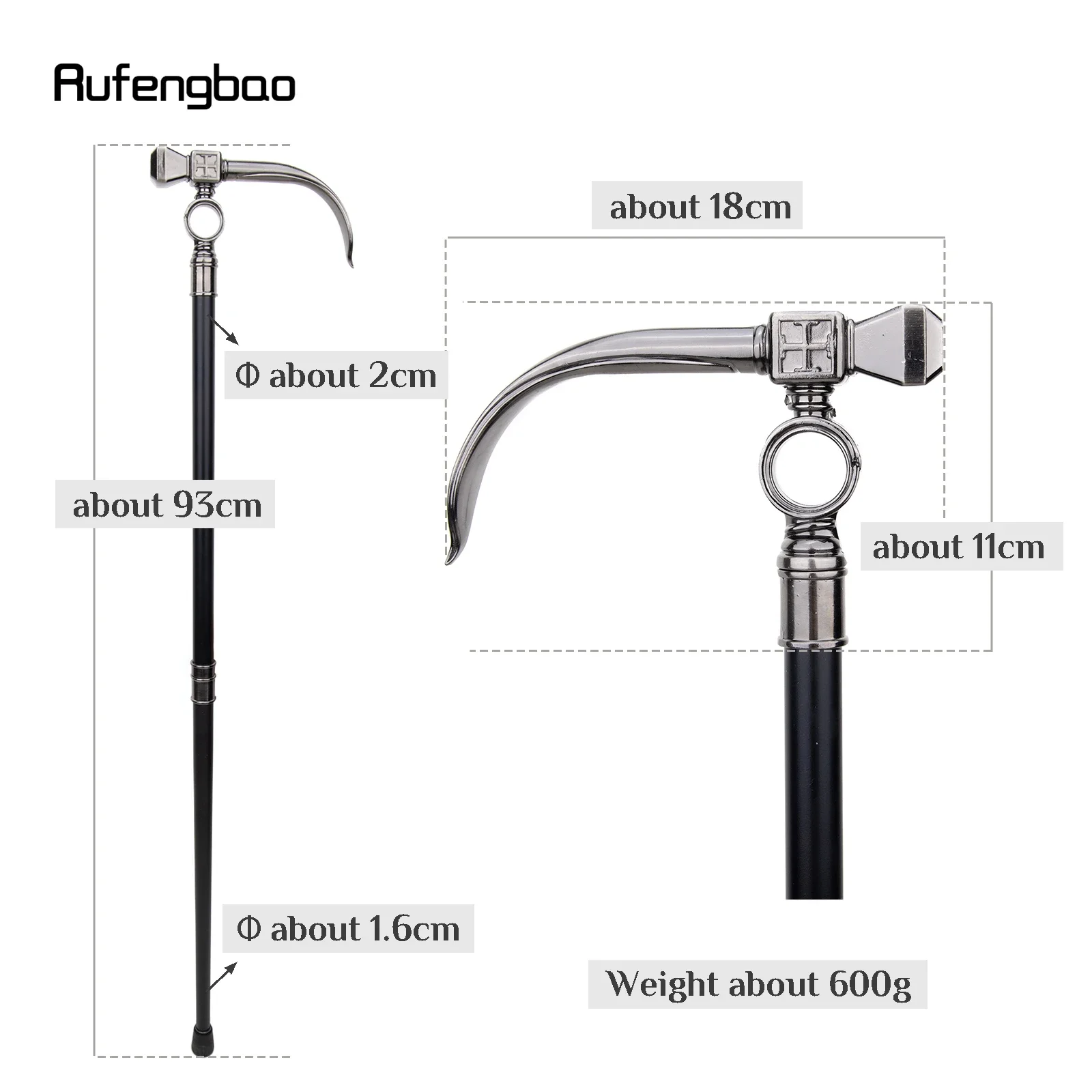 Martillo largo, bastón decorativo para caminar a la moda, Cospaly de vampiro, bastón Vintage para fiesta, actuación de moda, 93cm