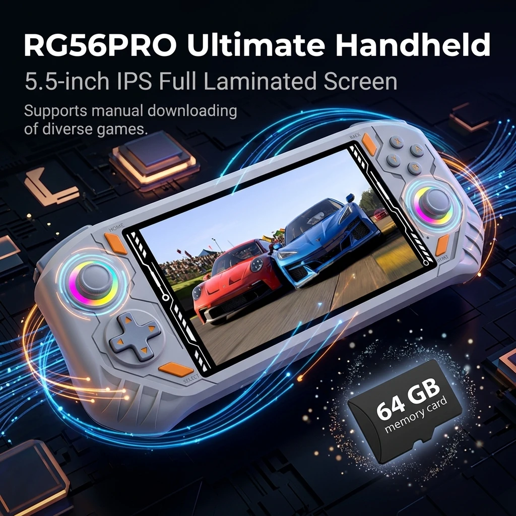 

RG56 Pro Retro Handheld Game Console Large HD Screen RK356 Chip Fast Loading Portable Gaming Device Built-in Mass Classic Games