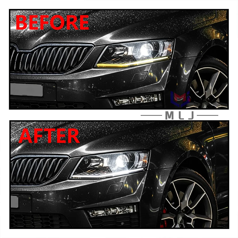 Acrylic tube Light Guide Strip Lamp LED DRL Strip For VW Skoda Octavia 2015-2017 Headlight Tube Daytime Runing Light Guide Strip