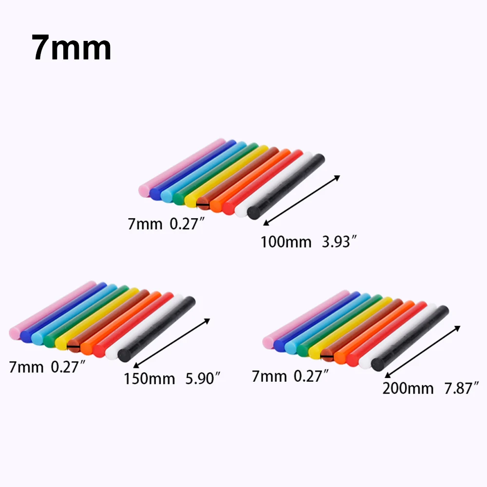 7mm Colorful Hot Melt Glue Stick High Viscosity Silicone Stick Handmade Diameter Household DIY Glue Rods Silicone Bars For Gun