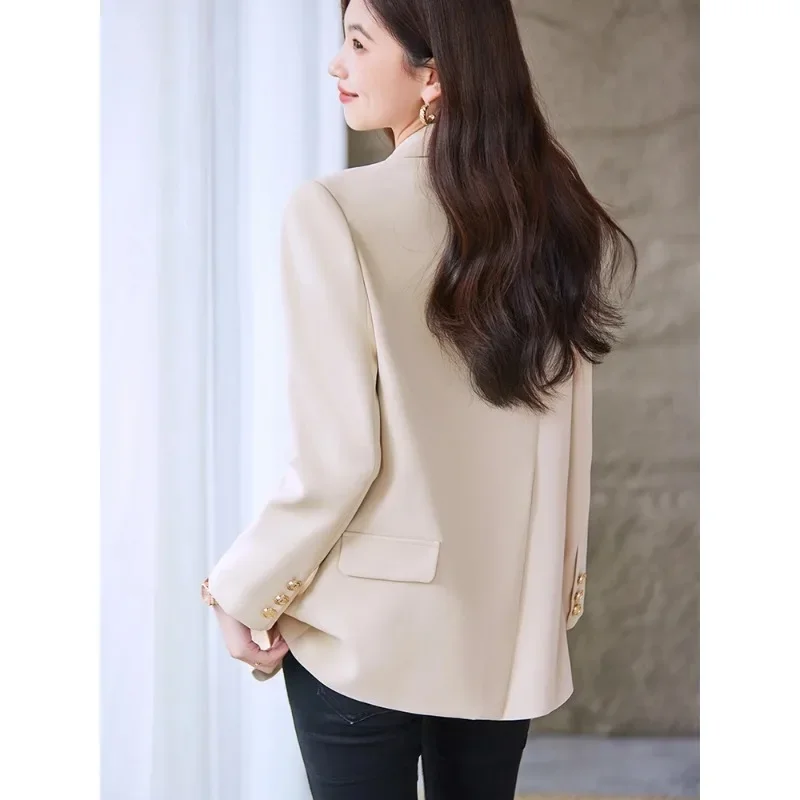 Fashion Autumn Winter Women Loose Blazer Ladies Apricot Black Pink Long Sleeve Single Breasted Female Casual Jacket Coat