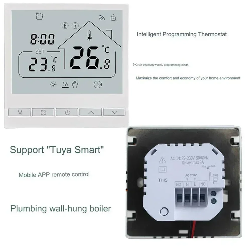 86x86x37mm ควบคุมอุณหภูมิพื้นแบบตั้ง NO-WIFI ได้, ตัวควบคุมอุณหภูมิพื้นอุ่น