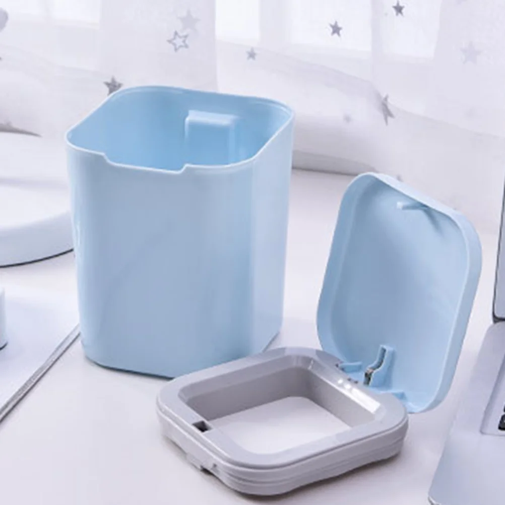 

2pcs Mini Trash Can Desktop Office Dorm Room Compact Lidded Garbage Bin Space Saving Pp Material Small Waste Container