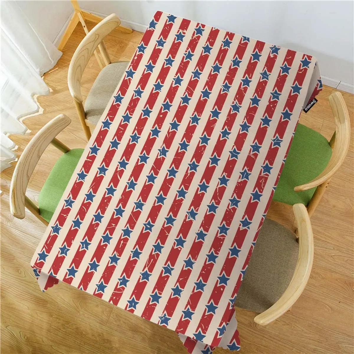 American Patriotic Stars and Stripes Tablecloth Independence Day Table Cover for Kitchen Dining BBQ Picnic Coffee Table Decor