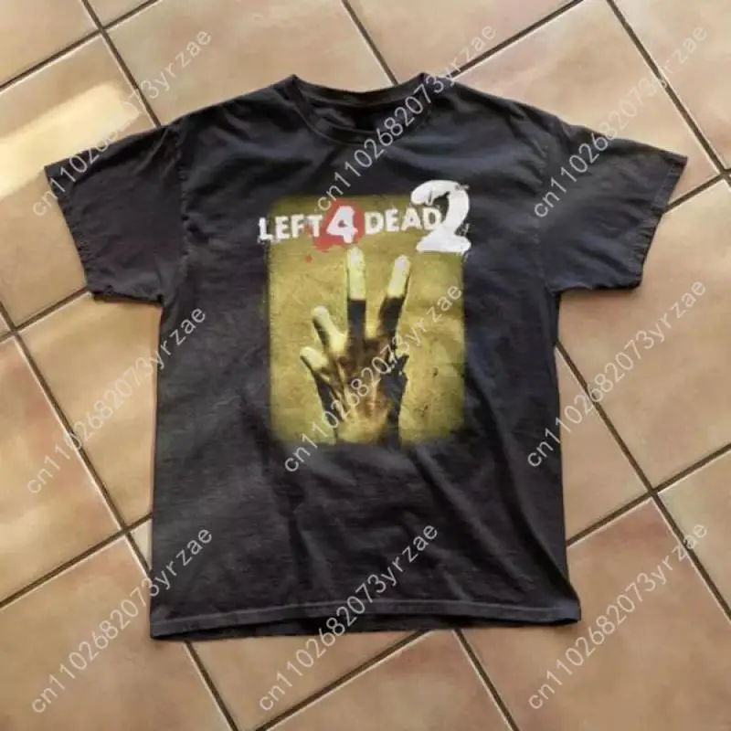 اليسار 4 الميت 2 T الرجعية التي شيرت رجل امرأة عالية الجودة خمر تي شيرت القطن قصير الأكمام موضة تي شيرت لينة تنفس القمم