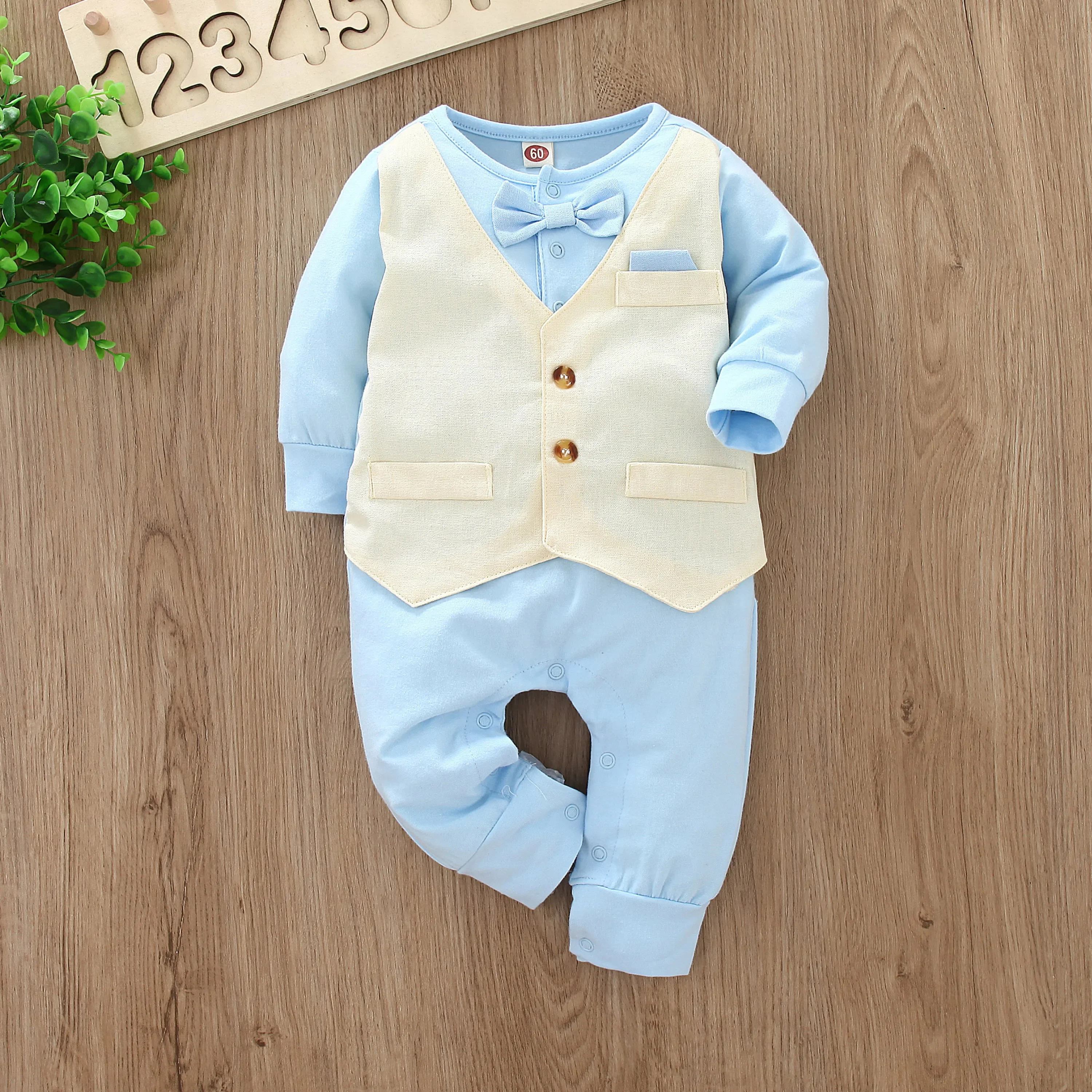 Spring Autumn Baby Boy Romper Newborn Infant Long Sleeve Gentleman Vest Baby Boys Clothes Jumpsuit Outfits Onesies