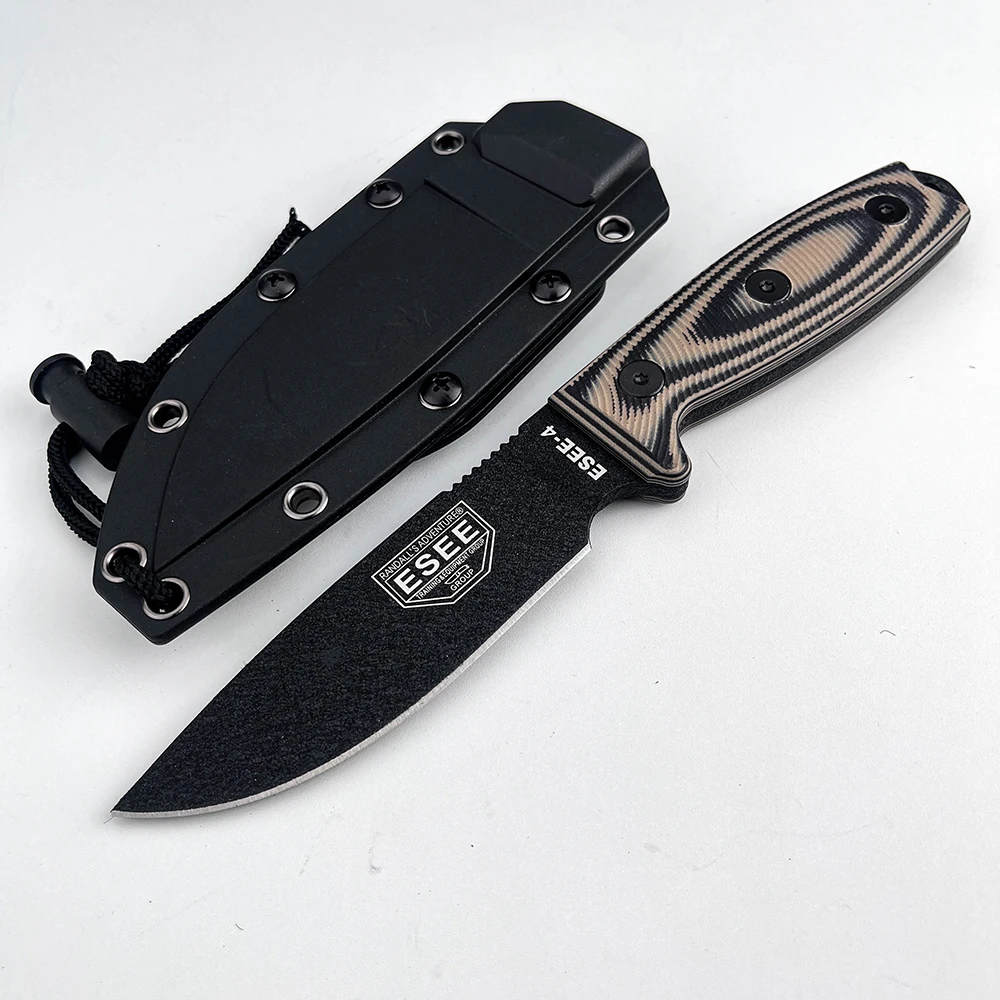 D2-Klinge ESEE 4 Feststehendes Messer mit G10-Griff und kompletter Kydex-Scheide – Ideal für Dschungelabenteuer, Camping, Klettern, Picknick, Angeln, Reisen und Fruchtbehandlung