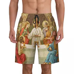 Custom Ethiopian Christian Christ Jesus Last Supper Swim Trunks Mens Quick Dry Board Shorts Swimwear Suits Boardshorts