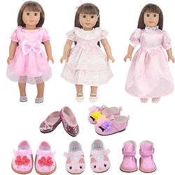 Cute Pink Series Doll CLothes Bow Knot Gothic Style Doll Dress For 18 Inches American&OG,43CM Baby New Born Girl Doll Toy Gift