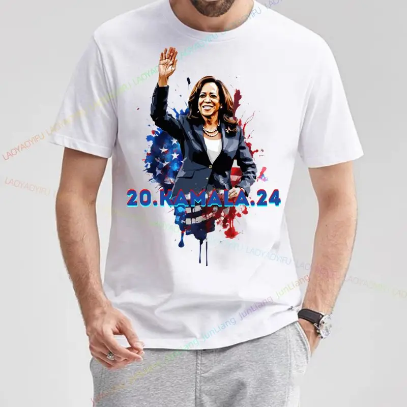 Kamala Harris Classic Portrait T-shirt 2024 Summer Fun Political Meme Casual Short Sleeve Street Wear for Men and Women