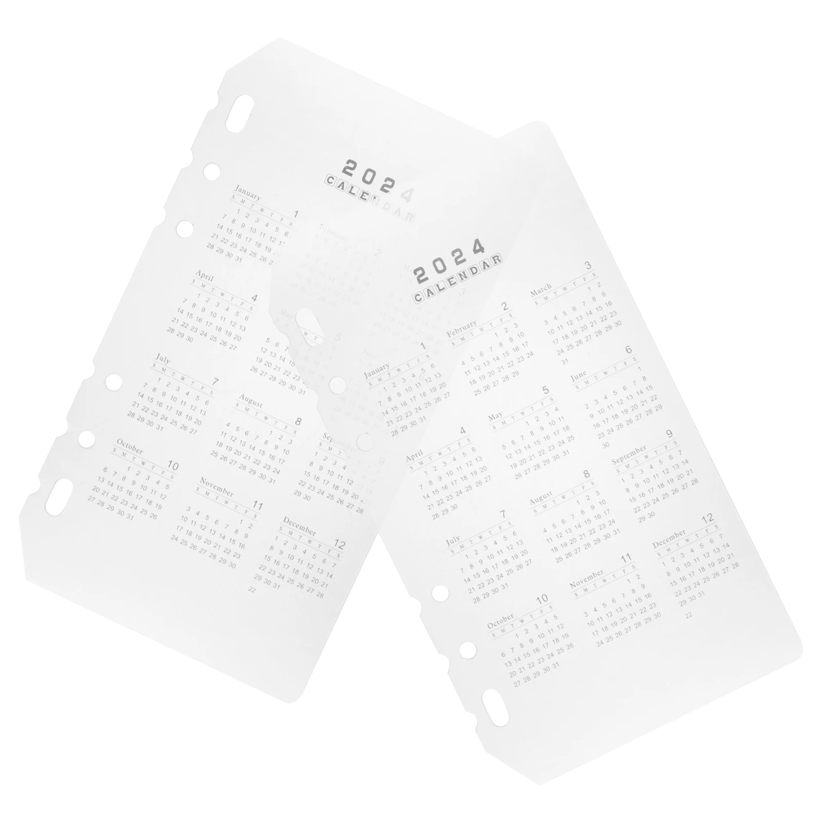 

2pcs 2024 Calendar Binder Dividers Pp Material Portable Transparent Detachable Notebook Separators Household Book