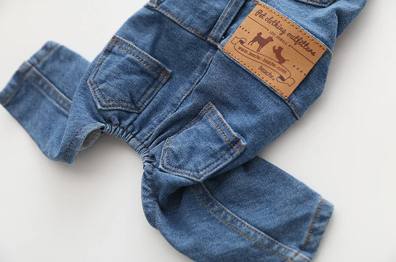 Jeans en denim à rayures pour chiens, combinaison pour animaux de compagnie, vêtements pour chiens à quatre pieds, jeans perforés pour chiots, pantalons Chihuahua SARL