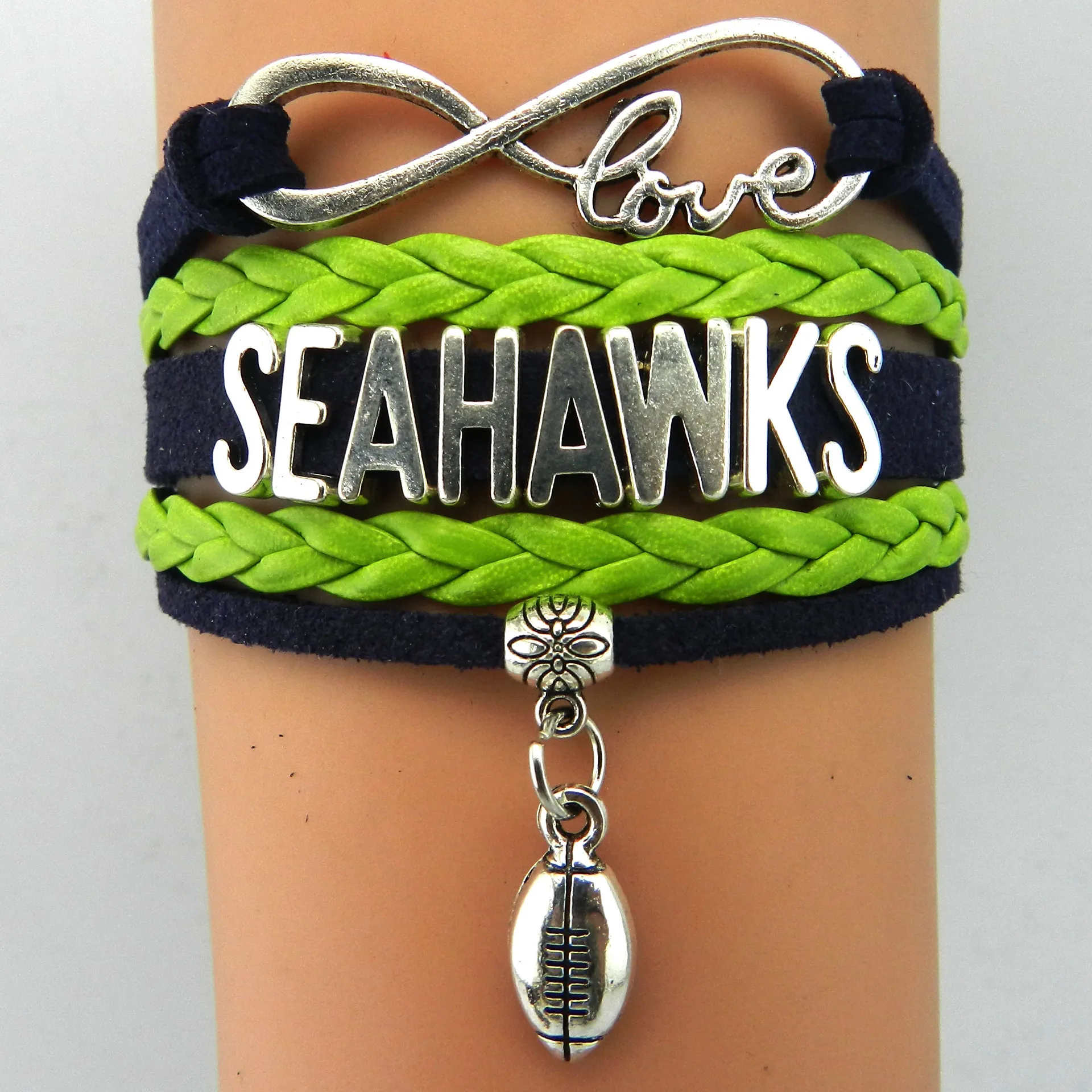 10PCS Love Seahawks Bracelet Adjustable Rope For Women And Men Wrap Bracelets Football Bangles Jewelry