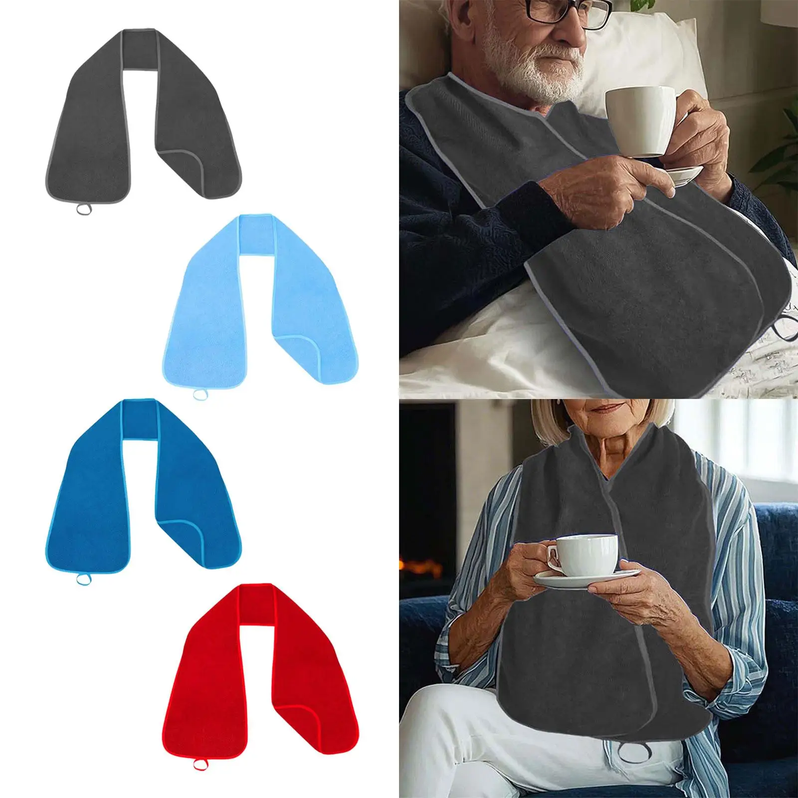 Adult Bibs for Elderly Eating Reusable Double Sided Scarf Protector Waterproof Polyester Simple Convenient Dining Essential for
