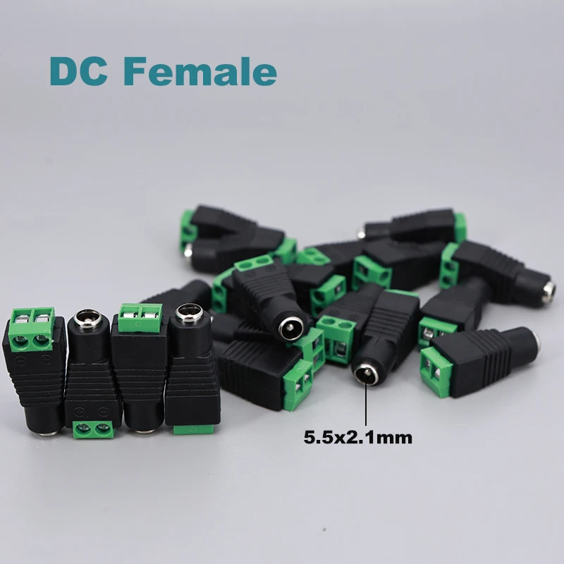 

50 шт./лот, разъем питания DC 2,1x5,5 мм (гнездо), адаптер BNC для камер видеонаблюдения, светодиодных лент, ламп и осветительных приборов