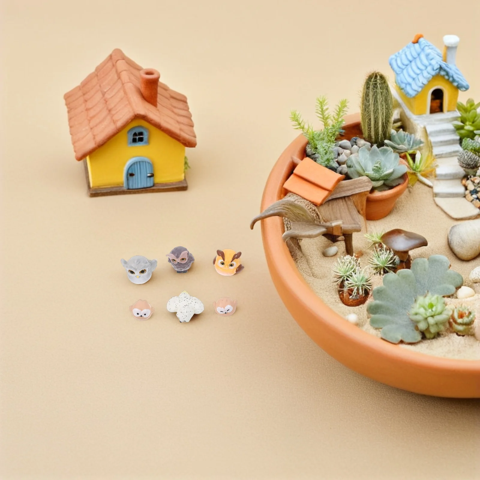 30 قطعة تماثيل راتينج البومة المصغرة ديكور الجنية حديقة مصغرة وعاء عصاري الحرفية تررم البومة الصغيرة الحلي