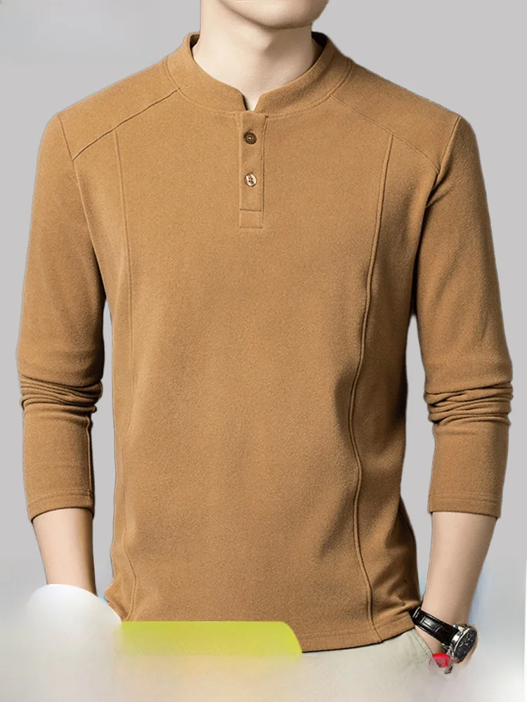 Eordu Men's Pure Wool Long Sve Stand Collar  Color Casual Warm Sweater Base irt Comfortable Soft Winter Knittedwear