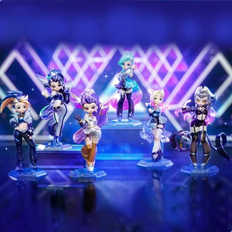 League Of Legends K/Da All Out Series Hand-Made Blind Boxes Kawaii Awaii Akali Sallfini Kasia Evelynn Anime Figure Girl  Gift